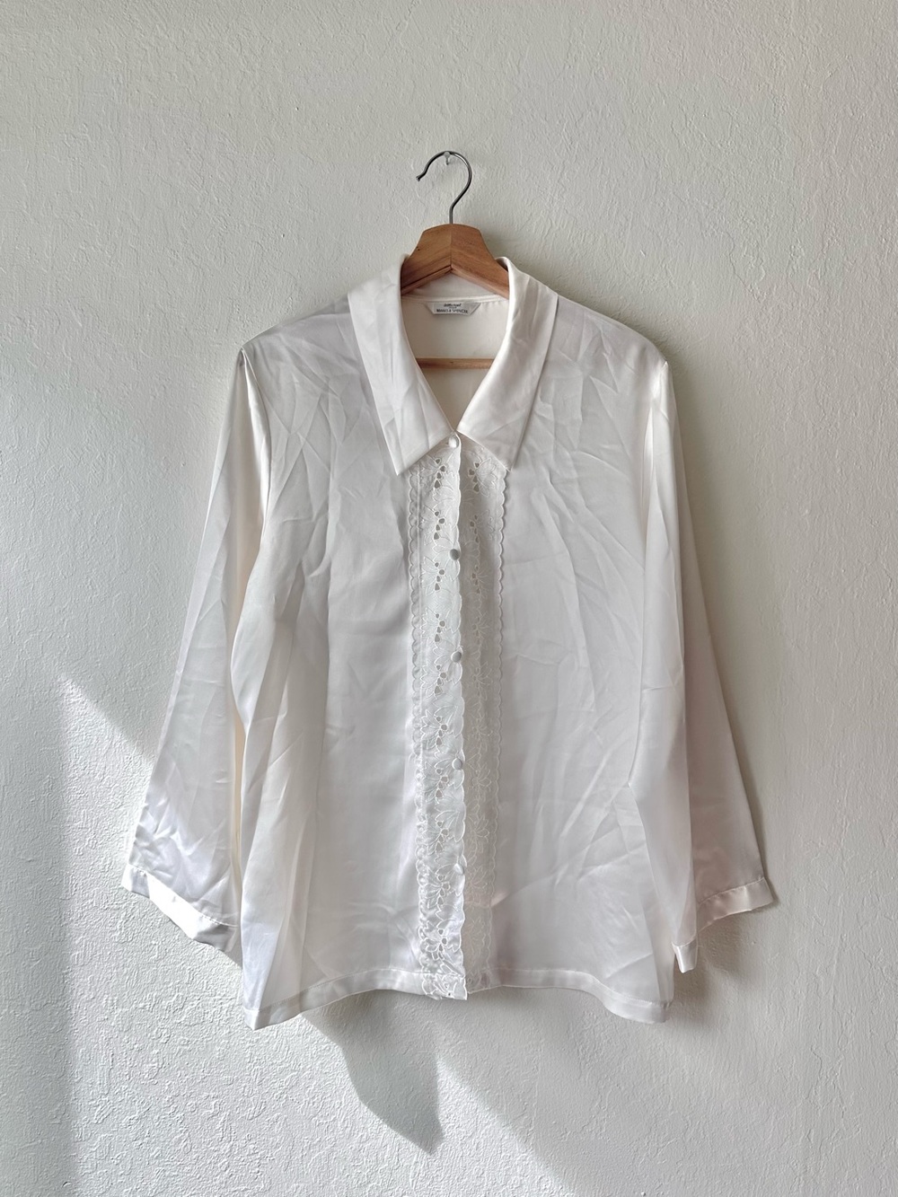 St. Michael from marks & spencer white satin victorian blouse women’s large xl